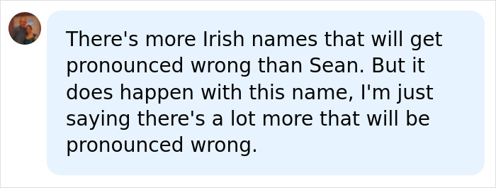 A comment bubble mentioning Irish names and pronunciation, relevant to the common name search topic. A comment bubble mentioning Irish names and pronunciation, relevant to the common name search topic.