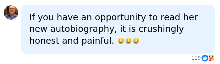 A social media comment about Christina Applegate's autobiography, related to her health battle. A social media comment about Christina Applegate's autobiography, related to her health battle.