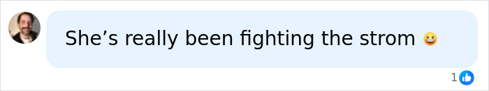 A social media message with Christina Applegate's health update and fighting the storm with a smiling emoji. A social media message with Christina Applegate's health update and fighting the storm with a smiling emoji.