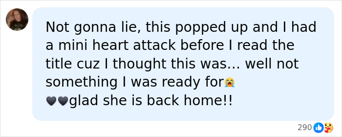A social media comment regarding Christina Applegate's health battle, expressing relief she is home. A social media comment regarding Christina Applegate's health battle, expressing relief she is home.