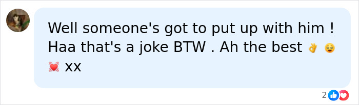A social media comment offering a lighthearted joke about Ricky Gervais's marriage. A social media comment offering a lighthearted joke about Ricky Gervais's marriage.