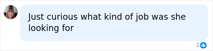 A social media comment asking what job the mom with 800 tattoos was looking for. A social media comment asking what job the mom with 800 tattoos was looking for.