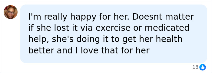 A social media comment happy for Chrissy Metz losing 100 pounds for her health, regardless of method.