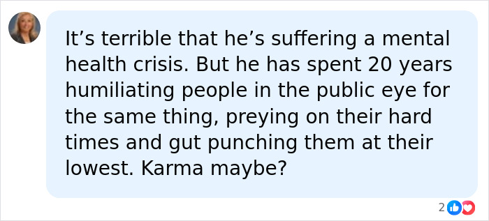 Screenshot of a comment about Perez Hilton's disturbing livestream and childhood secret.