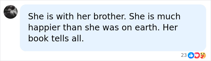 A social media comment discussing Hayden Panettiere, stating she is with her brother and happier. A social media comment discussing Hayden Panettiere, stating she is with her brother and happier.