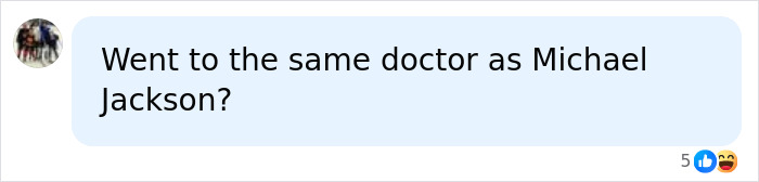 A social media comment asking if the Iranian Woman, Zombie Angelina Jolie, went to the same doctor as Michael Jackson.