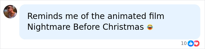 A social media comment about the Zombie Angelina Jolie illusion, mentioning Nightmare Before Christmas.