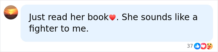 A comment stating the user read Christina Applegate's book, calling her a fighter in her health battle. A comment stating the user read Christina Applegate's book, calling her a fighter in her health battle.