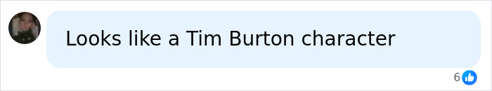 A social media comment comparing the Zombie Angelina Jolie illusion to a Tim Burton character.