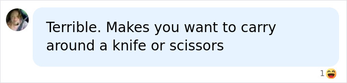 A comment expressing horror and suggesting carrying scissors after the bride's trash-the-dress shoot drowning. A comment expressing horror and suggesting carrying scissors after the bride's trash-the-dress shoot drowning.
