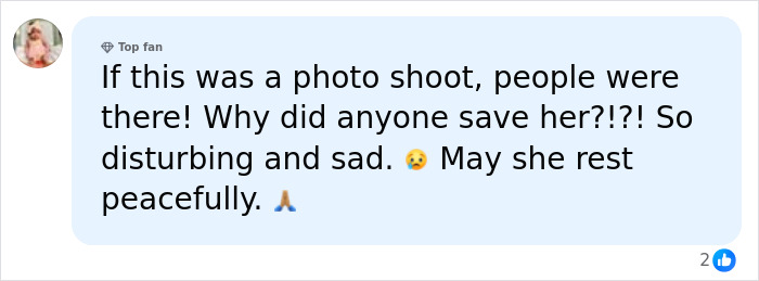 A comment on the bride's trash-the-dress shoot, expressing sadness and disturbance after she drowns in a river. A comment on the bride's trash-the-dress shoot, expressing sadness and disturbance after she drowns in a river.