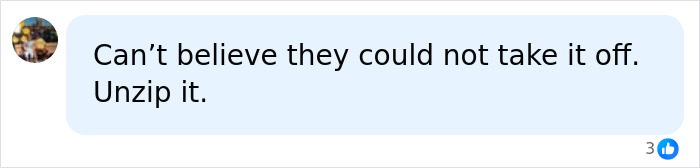 A comment on the bride’s trash-the-dress shoot, suggesting she could have taken off her dress to avoid drowning. A comment on the bride’s trash-the-dress shoot, suggesting she could have taken off her dress to avoid drowning.