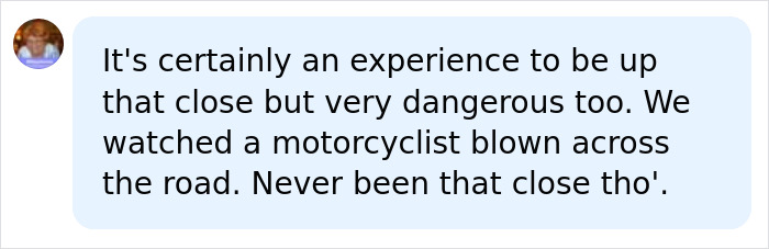 A social media comment about the dangerous experience of being close to a plane's jet engine.