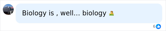 A chat bubble displaying the text: Biology is , well... biology, with a small person emoji and thumbs up reaction.