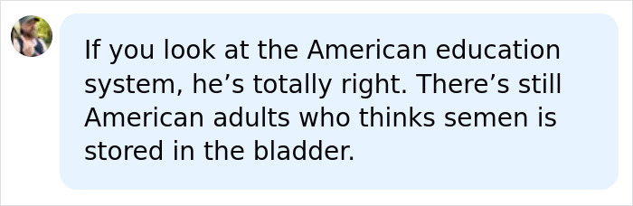 A social media comment about American education and biology classes, and anatomy misconceptions.