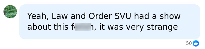 A social media comment referencing Law and Order SVU in relation to the surgeon's horrific crimes.