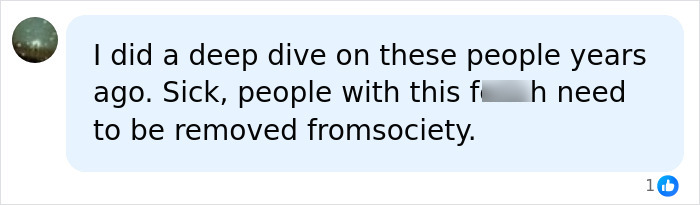 A user comment on the surgeon who froze his legs, suggesting people with such horrific crimes need removal from society.