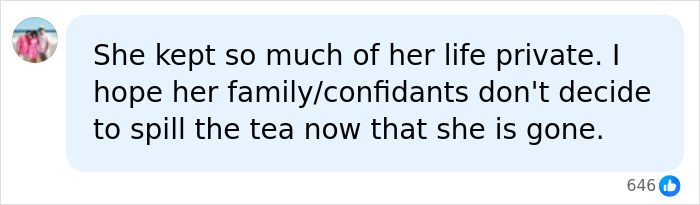 A comment about keeping life private and not spilling tea now that Dolly Parton is gone, referring to her selfless offer. A comment about keeping life private and not spilling tea now that Dolly Parton is gone, referring to her selfless offer.