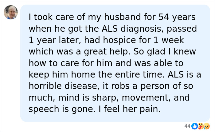 A social media comment detailing personal experience with a loved one's illness, relating to Sandra Bullock's tragic passing. A social media comment detailing personal experience with a loved one's illness, relating to Sandra Bullock's tragic passing.