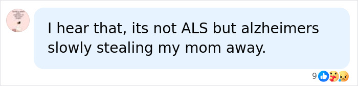 A social media comment describing how Alzheimer's is slowly taking their mom away, relating to Sandra Bullock's experience. A social media comment describing how Alzheimer's is slowly taking their mom away, relating to Sandra Bullock's experience.