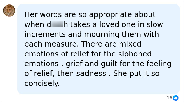 A social media comment reflecting on the emotional impact of a loved one's passing, relating to Sandra Bullock's tragic passing. A social media comment reflecting on the emotional impact of a loved one's passing, relating to Sandra Bullock's tragic passing.