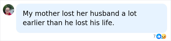 A social media comment discussing a mother losing her husband, related to a partner's tragic passing. A social media comment discussing a mother losing her husband, related to a partner's tragic passing.