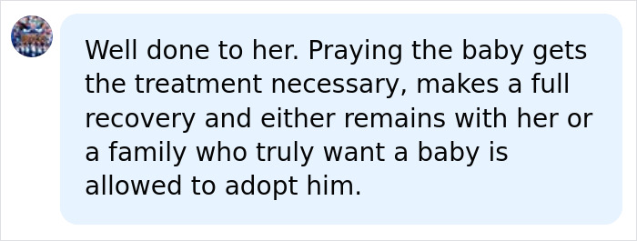 Comment about a surrogate trying to save her baby after biological parents demand pregnancy be terminated, wishing recovery and adoption.