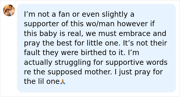 A supportive comment for the baby, praying for the little one amidst the scandalous pregnancy of Bonnie Blue. A supportive comment for the baby, praying for the little one amidst the scandalous pregnancy of Bonnie Blue.