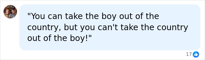 A comment about Prince Harry and Meghan Markle's move back to UK, stating you can't take the country out of the boy. A comment about Prince Harry and Meghan Markle's move back to UK, stating you can't take the country out of the boy.