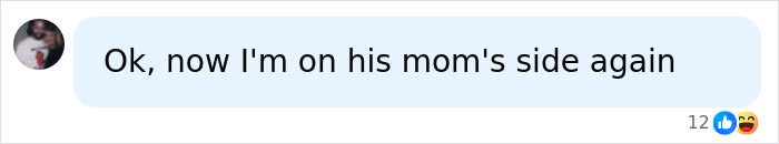 A social media comment about Brooklyn Beckham's cooking video, stating Now I'm on his mom's side again.