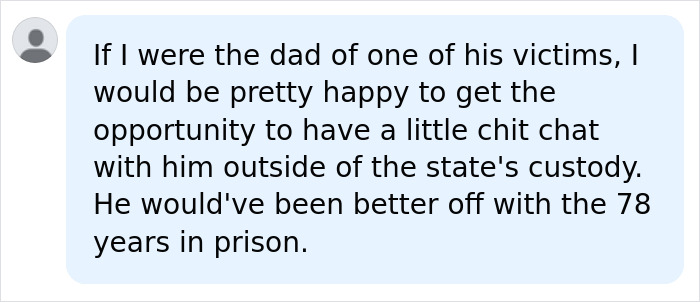 A social media comment about the Oklahoma teen prison sentence, suggesting severe consequences outside state custody.