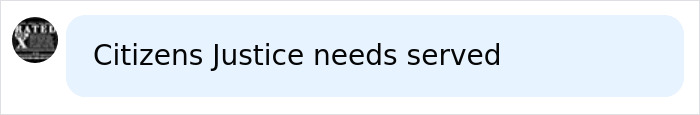 A social media comment reading Citizens Justice needs served, discussing the Oklahoma teen prison sentence update.