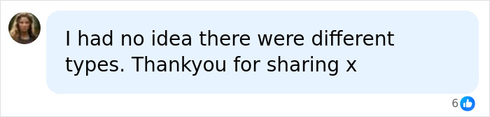 Screenshot of a social media comment expressing gratitude for shared information about different types of Down syndrome diagnoses. Screenshot of a social media comment expressing gratitude for shared information about different types of Down syndrome diagnoses.