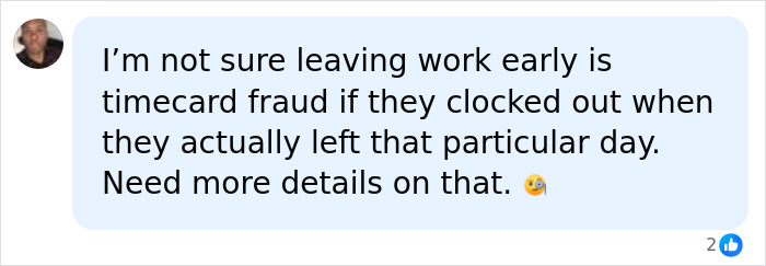 Screenshot of a comment questioning if leaving work early is timecard fraud in the context of Air Traffic Controllers before an AirCanada crash. Screenshot of a comment questioning if leaving work early is timecard fraud in the context of Air Traffic Controllers before an AirCanada crash.
