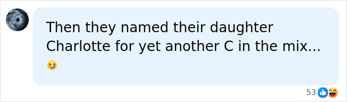 A comment about naming a daughter Charlotte, relating to a demanded name change.
