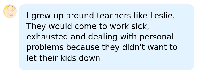 A text message about a teacher named Leslie working while sick. She survived a violent kidnapping and lost her life. A text message about a teacher named Leslie working while sick. She survived a violent kidnapping and lost her life.