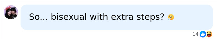 A social media comment asking, So... bisexual with extra steps? This reflects the evolving language around identity and almondsexual.