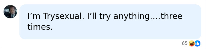 A social media comment from a user identifying as Trysexual, exploring the evolving language around identity.