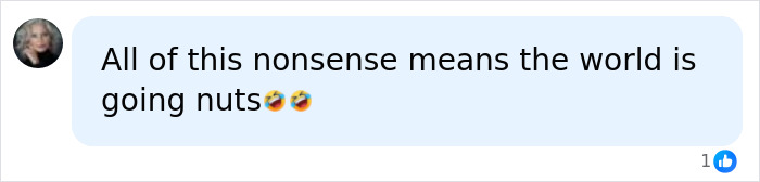 A social media comment about identity terms, stating the world is going nuts.
