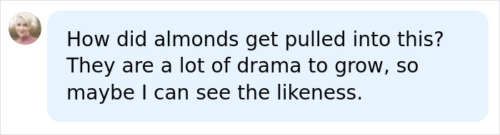 A social media comment questioning the term Almondsexual, asking 'How did almonds get pulled into this?'