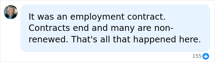 A social media comment explaining that contracts end, referencing the Neutrogena boycott and Hayden Panettiere's passing.
