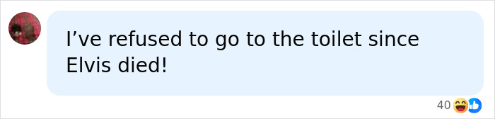 A social media comment about a boycott. The text reads: I've refused to go to the toilet since Elvis died!