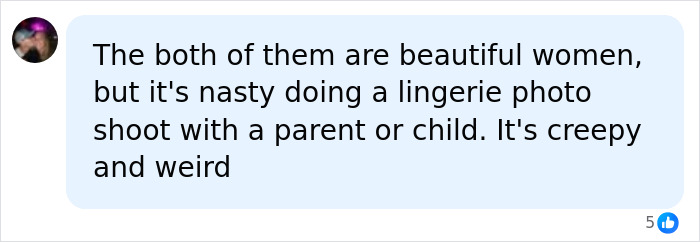 User comment on Leni Klum lingerie shoots with mom Heidi Klum: Calls the shoots creepy and weird. User comment on Leni Klum lingerie shoots with mom Heidi Klum: Calls the shoots creepy and weird.