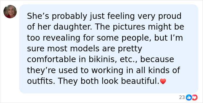 Social media comment supporting Leni Klum and Heidi Klum's lingerie shoots, highlighting their beauty. Social media comment supporting Leni Klum and Heidi Klum's lingerie shoots, highlighting their beauty.