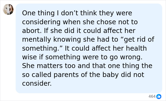 A comment on social media about a surrogate mother giving birth, advocating for her mental and physical health regarding pregnancy wishes. A comment on social media about a surrogate mother giving birth, advocating for her mental and physical health regarding pregnancy wishes.