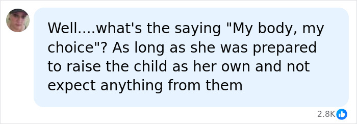 Social media comment: My body, my choice, regarding the surrogate who fought to end pregnancy. Social media comment: My body, my choice, regarding the surrogate who fought to end pregnancy.