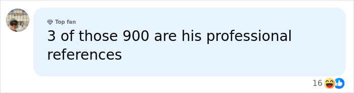 A social media comment about a CEO who went viral, stating 3 of the 900 fired employees are his professional references.