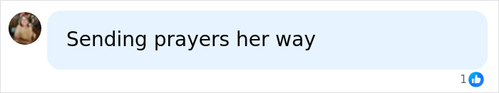 A social media comment sending prayers for a woman with a rare skin condition. A social media comment sending prayers for a woman with a rare skin condition.