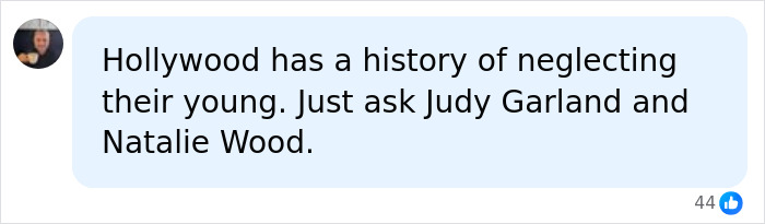A comment about Hollywoods history of neglecting young actors, mentioning child stardom issues. A comment about Hollywoods history of neglecting young actors, mentioning child stardom issues.