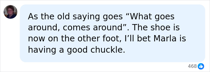 A comment referencing the saying What goes around, comes around, about a heated exchange between Melania and Donald Trump. A comment referencing the saying What goes around, comes around, about a heated exchange between Melania and Donald Trump.